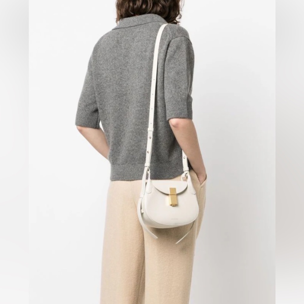 Demellier Mini Lausanne Crossbody Bag in Cream/White